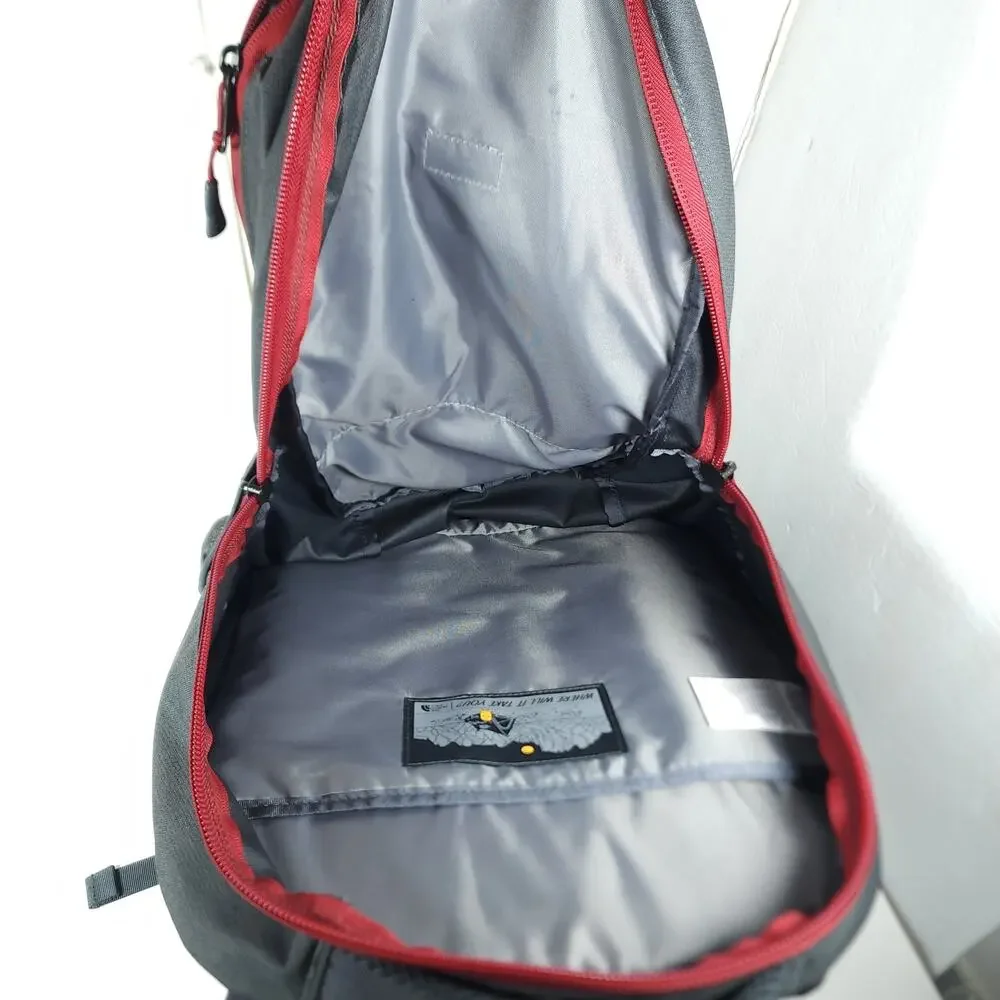 The North Face 29L Gray Red Company Logo Padded School Laptop Outdoor Backpack